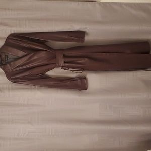 Deep Plum Faux Leather Wrap Dress